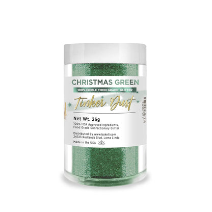 Bakell Christmas Green Edible Glitter, 25 Grams, Tinker Dust Edible Glitter, Kosher Certified, 100% Edible Glitter, Cakes, Cupcakes, Cake Pops