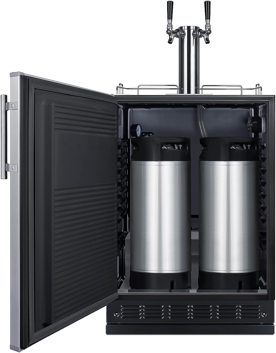 Summit Appliance 24" Wide Cold Brew Coffee Kegerator/Refrigerator Combo, Black Interior, Caster Wheels, Residential/Commercial Use (LHD
