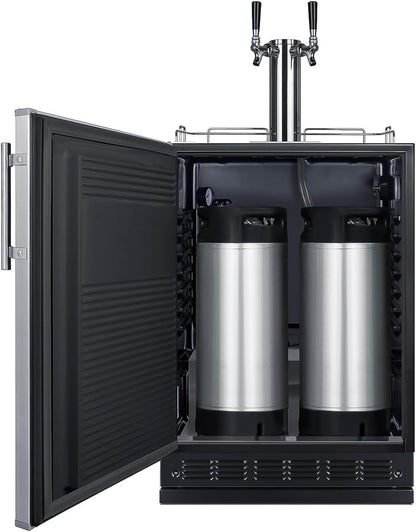 Summit Appliance 24" Wide Cold Brew Coffee Kegerator/Refrigerator Combo, Black Interior, Caster Wheels, Residential/Commercial Use (LHD