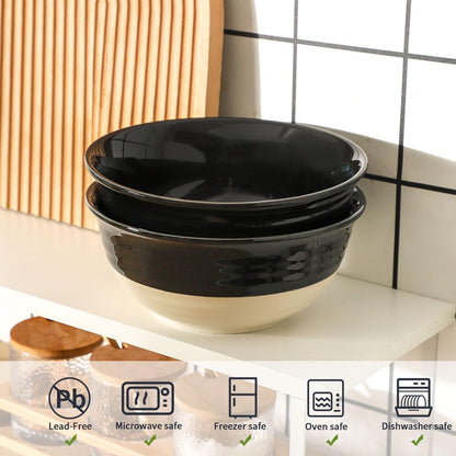 Hasense Porcelain Serving Bowls, 60 oz Salad Mixing Bowls Set of 2, 8.5 Inch Large Serving Dishes for Entertaining, Perfect for Salad, Soup, Pasta