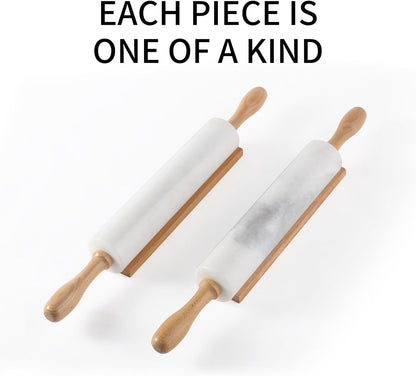 Koville Marble Rolling Pin, Non-Stick African Stone Polished Dough Roller, Pasta, Dumpling, Ravioli, Fondant, Pie Crust