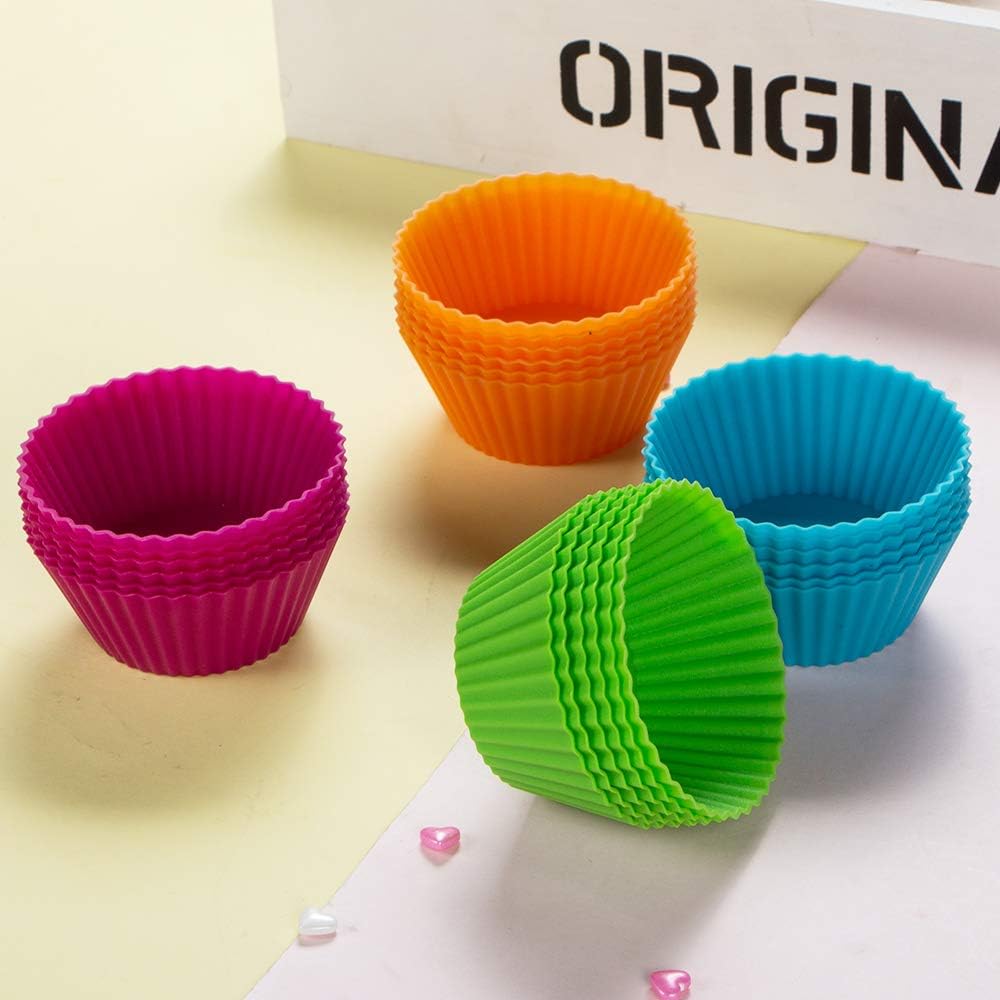 Webake Silicone Cupcake Baking Cups Muffin Liners Reusable Silicon Muffin Tin Non-stick 2-3/4 Inch Regular Size, Pack of 24