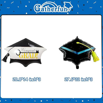 6pcs Graduation Cap Decorations Set, Congrats Grad Balloons, Large Graduation Cap, Hat Balloon with Tassel Design, Grad Foil Balloons For College High School Party Decorations 2026