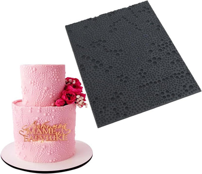 mostsom Silicone Fondant Lace Mold Cake Decorating Stencil with Pearl Pattern - Flexible Baking Mat for Cookies, Cupcakes, Chocolate - Reusable Pastry & Candy Making Tool (D_ Pearl)