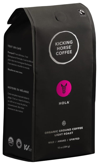 Kicking Horse Coffee Hola, Light Roast, Ground, 284 g (Pack of 6) - Certified Organic, Fairtrade, Kosher