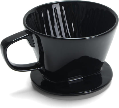 Ceramic Pour Over, Black Ceramic Pour Over Coffee Dripper, 3 Holes, Single Small Coffee Dripper for Office, Home, Travel, Camping