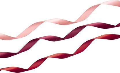 QIANF Burgundy Double Face Satin Ribbon 3/8 Inch x 45 Yards Wine Red Coral Pink Fabric Ribbon for Gift Wrapping, Flower Bouquets, Bows Making, Wedding Decor, Invitations, Christmas (3 Rolls *15Yd)
