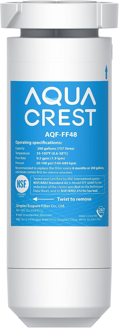 AQUA CREST XWF Replacement for GE® XWF, NSF Certified Refrigerator Water Filter, 1 Filter(Not XWFE®)