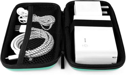 iMangoo Travel Essential Electronics Organizer Pouch Charger Case, Shockproof Dual Zipper Power Bank Cables Tech Accessories Purse, Men & Women Travel Must Have Storage Bag, 6.5x3.2x1 inch Mint