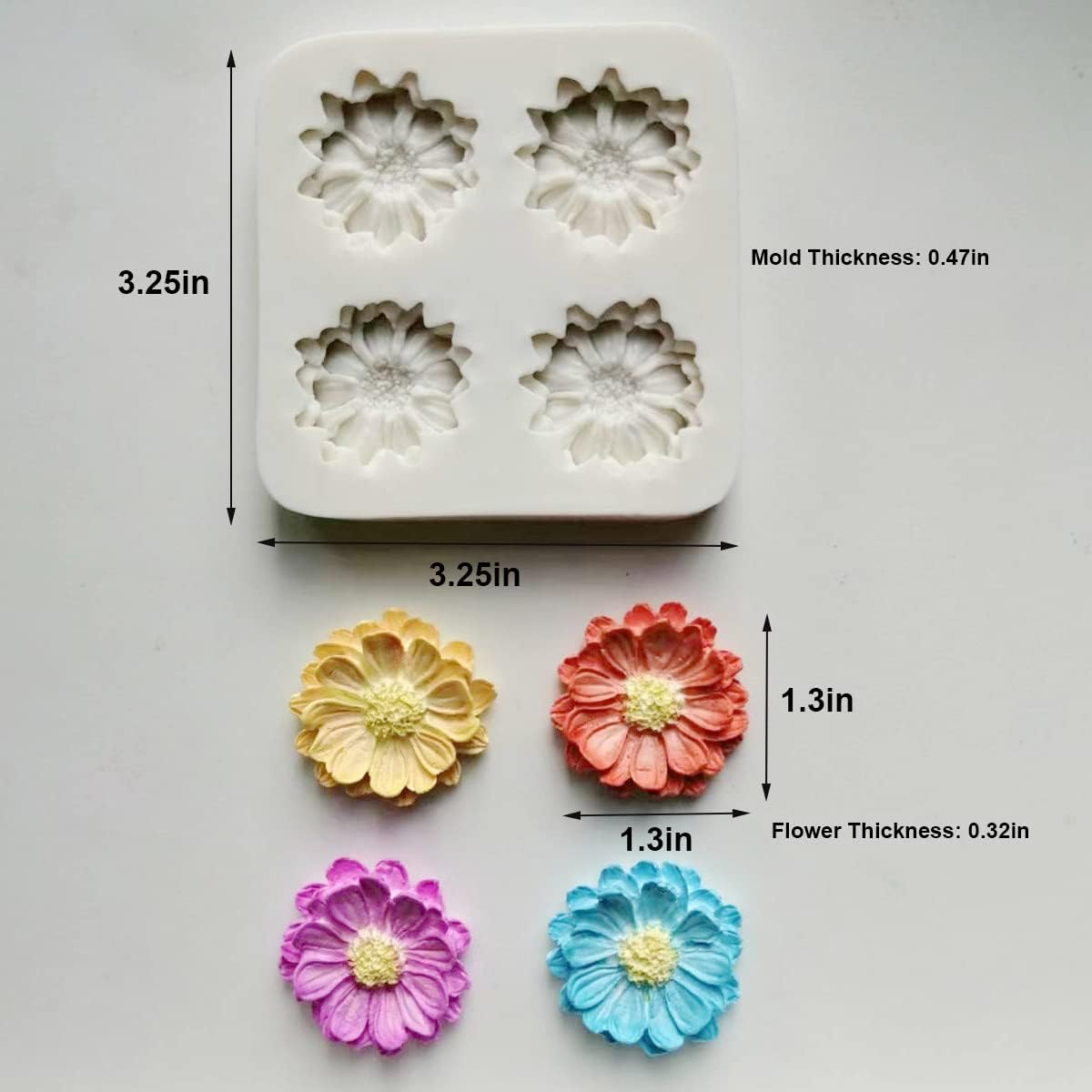 Small Lovely items Silicone Fondant Molds Set For Cake Topper, Gumpaste, Candy & Chocolate, Polymer Clay and More (Flowers & Leaves)
