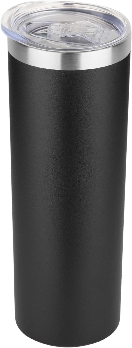 Hasle Outfitters 20 oz Skinny Tumbler, Stainless Steel Insulated Slim Tumbler with Lid, Reusable Double Wall Travel Coffee Mug