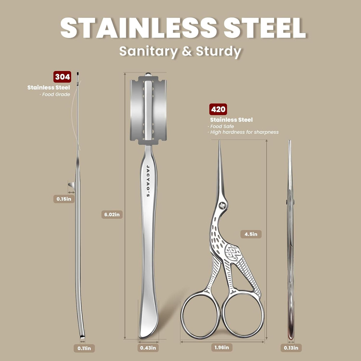 JACYAO'S Bread Scoring Tool Kit, Bread Lame and Dough Scissors Made From Food Grade Stainless Steel