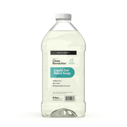 Clean Revolution Liquid Gel Hand Soap, Silky Rich Liquid, Quick Lather, Fast Rinsing, Contains Real Essential Oils (Spring Air) 64 Fl Oz