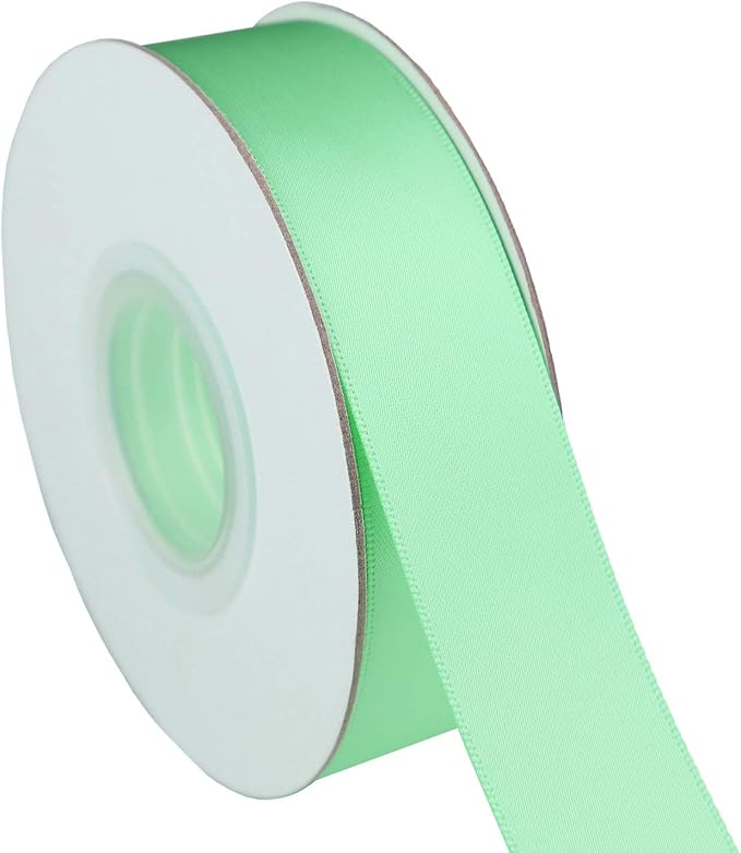ITIsparkle 1" Inch Double Faced Satin Ribbon 50 Yards-Roll Set for Gift Wrapping Scrap Books Party Favor Hair Braids Baby Shower Decoration Floral Arrangement Craft Supplies, Aqua Ribbon