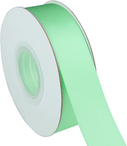 ITIsparkle 1" Inch Double Faced Satin Ribbon 50 Yards-Roll Set for Gift Wrapping Scrap Books Party Favor Hair Braids Baby Shower Decoration Floral Arrangement Craft Supplies, Aqua Ribbon