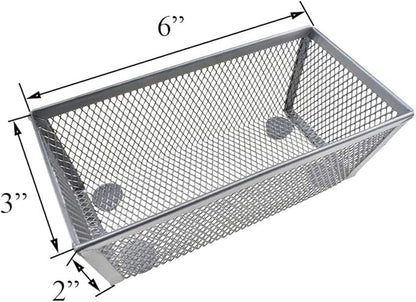 HAHIYO Stackable Mesh Tray Cup 6 x 3 x 2 inches Sturdy Container for Desk Drawer Organizer Collection for Home Office School kitchen Soft Foam Feet No Sharp Edges 2 Pack Silver