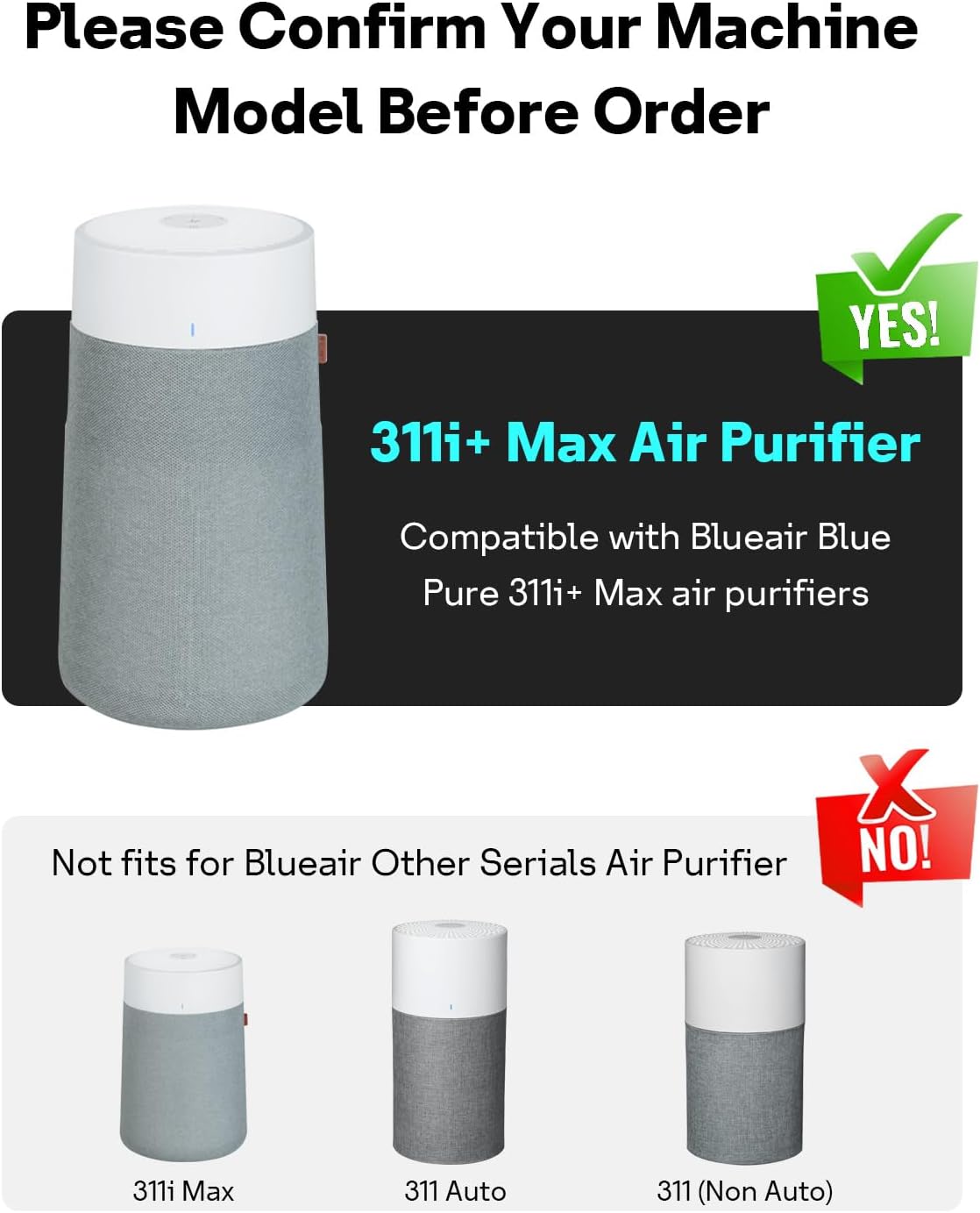 Leemone 2 Pack 311i+ Max Filter Replacement Compatible with Blue Pure 311i+ Max Air Purifier, Blue Pure F3MAX+, Activated Carbon Filter