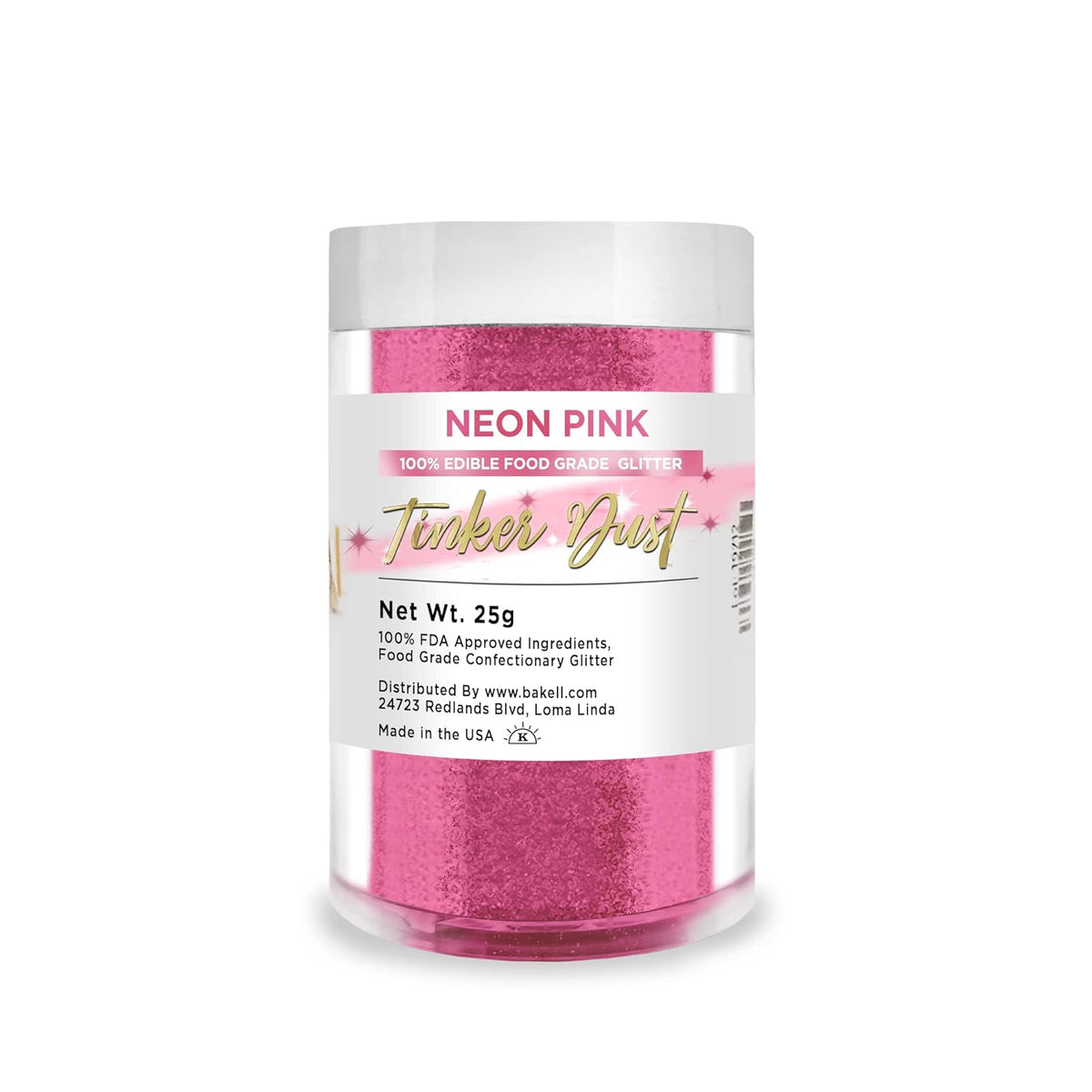 Bakell Neon Pink Edible Glitter, 25 Grams, Tinker Dust Edible Glitter, Kosher Certified, 100% Edible Glitter, Cakes, Cupcakes, Cake Pops, Drinks