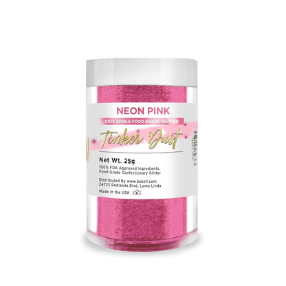 Bakell Neon Pink Edible Glitter, 25 Grams, Tinker Dust Edible Glitter, Kosher Certified, 100% Edible Glitter, Cakes, Cupcakes, Cake Pops, Drinks