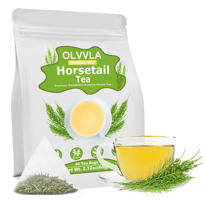 Olvvla - Premium Horsetail Tea Bags - 1.5g X 40 Count - Pure Natural Horsetail Herbal Tea - Caffeine-free - Non-GMO - Dried Horsetail Herb