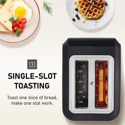 Touchscreen Toaster 2 Slice, KETIAN Bagel English Muffins Toast Pastry Waffles Grain Sweet Bread Toaster, Extra Wide Slots Single Slot Toasting Automatic Lifting, 1400w (Black)