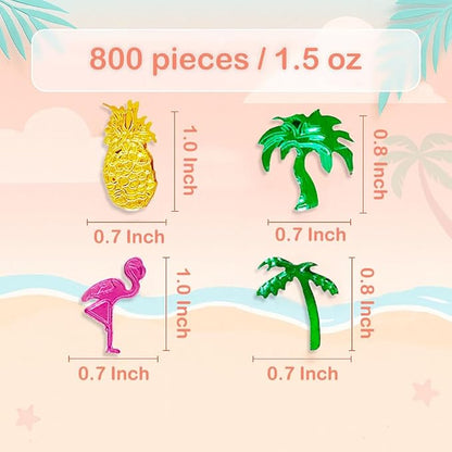 Werich Hawaiian Party Confetti Tropical Foil Table Scatter Decorations, Flamingo Pineapple Palm Tree Confetti for Luau, Beach, Summer, Birthday, Wedding, Aloha Theme Party Supplies