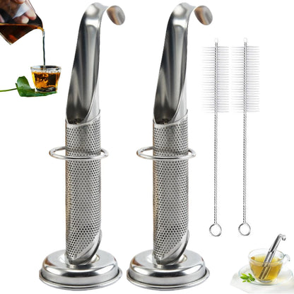 2 Sets Upgraded Version Tea Strainer, Tea Diffusers For Loose Tea，It Is Also Equipped With A Base And A Brush For Easy Placement，Tea Infuser For
