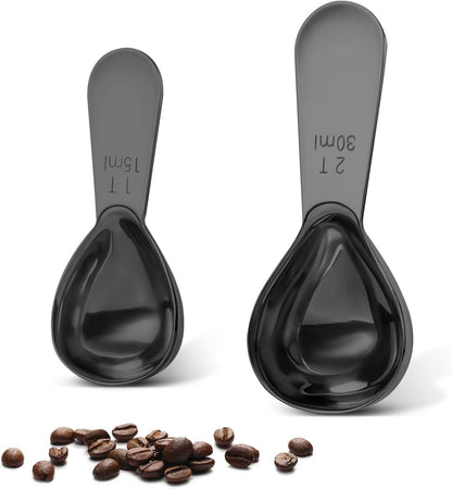 Stainless steel coffee scoop 2-piece set (1 tbsp, 2 tbsp) durable Tablespoon, ergonomic measuring spoon