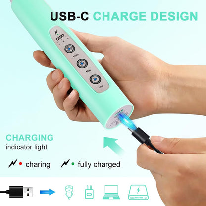 Yuswko Baby Blue Handheld Milk Frother Wand for Coffee, Rechargeable Electric Whisk with 3 Heads 3 Speeds Drink Mixer Coffee Frother For Latte