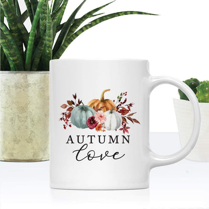 Andaz Press Fall Burgundy Marsala 11oz. Ceramic Coffee Tea Mug, Autumn Love, 1-Pack, Pumpkin Floral Leaves Graphic, Birthday, Friend, Family
