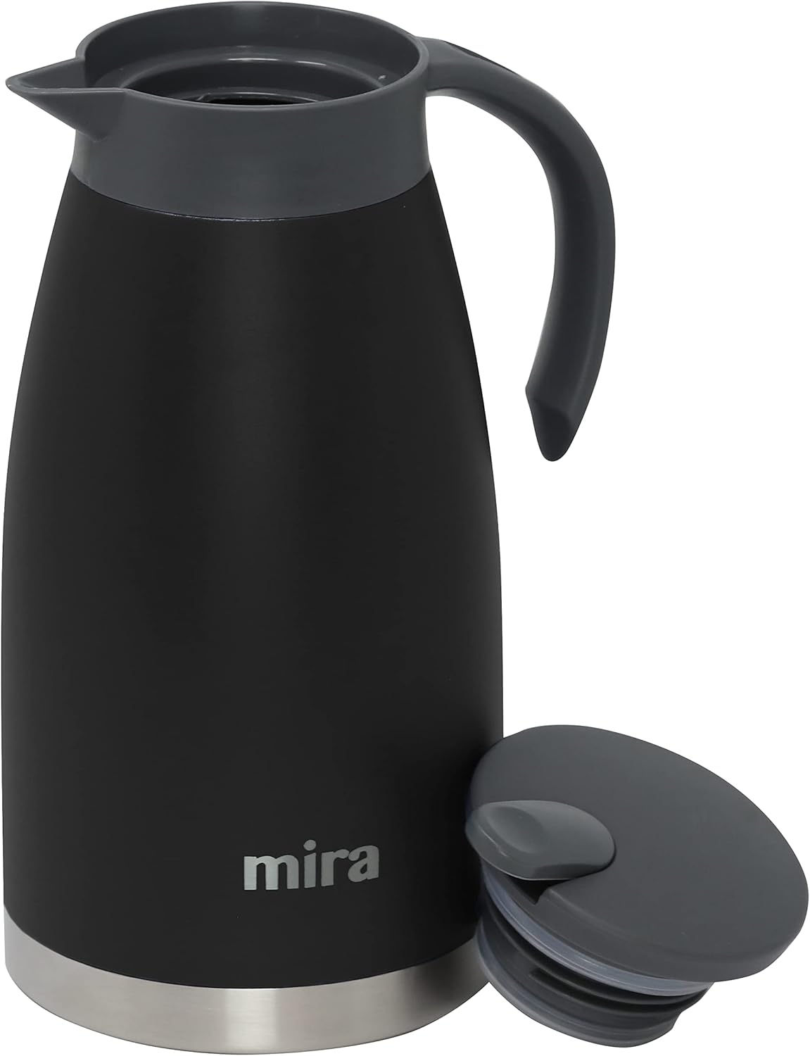 Mira Stainless Steel Thermal Coffee Carafe, Double Wall Insulated Vacuum Flask, Tea, Water, and Coffee Dispenser, 1.5 Liter / 50oz, Black