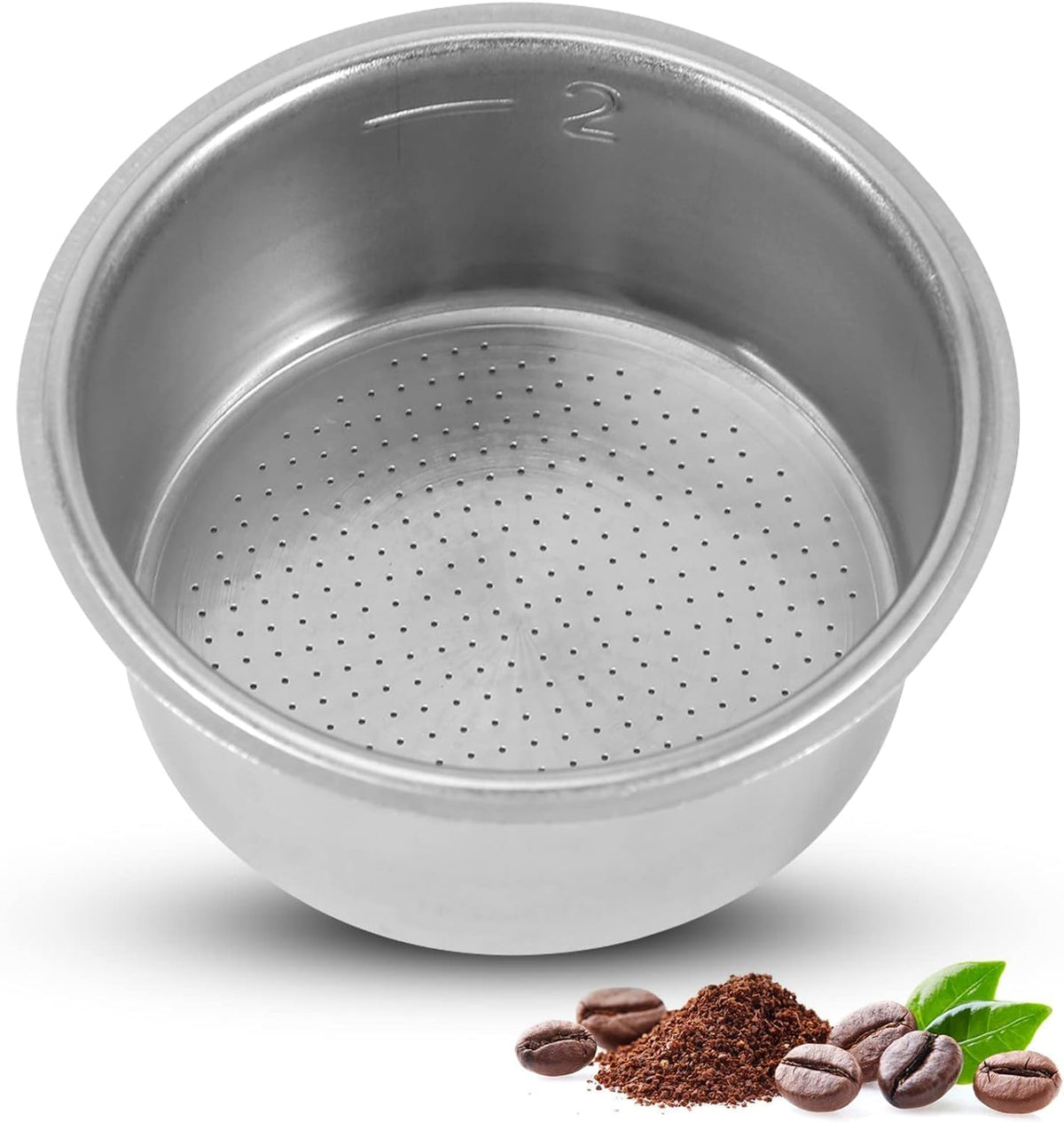 Double Cup Stainless Steel Coffee Filter 51mm, Double Layer Pressurized Filter for Portafilter Coffee Machine