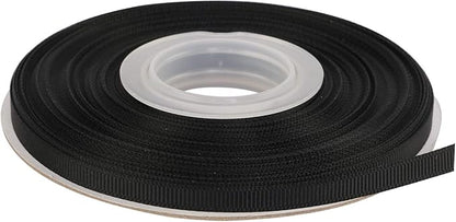 Ribbonitlux 1/4" Wide Solid Grosgrain Ribbon 25 Yards (030-Black）, Set for Gift Wrapping, Party Decor, Sewing Applications, Wedding and Craft