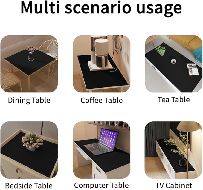 Leather Table Cover,1.8mm Thick,48x72 Inch Table Protector,Table Protector for Dining Room Table,Dining Table Cover,Table Cover Protector,Kitchen Table Cover(Black+Black,48x72)