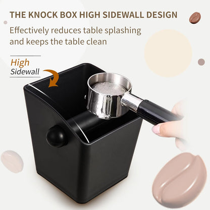 Espresso Knock Box Square High Side Wall Splash Prevention Design Knock Box Shock Absorbing Non Slip Knock Box Espresso With Removable Knock Bar Espresso Accessories for Home/Office