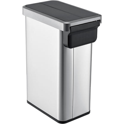 Global Industrial 12 Gallon Stainless Steel Slim Trash Can, Rectangular Butterfly Step-On