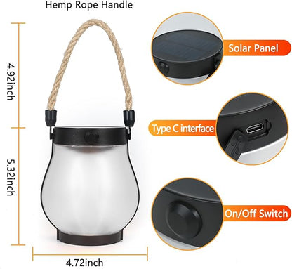 Solar Lanterns Outdoor Lights, 2 Pack Hanging Lantern with Flickering Flame, Hanging Lantern Decorative for Outside,Solar Powered Lanterns for Yard Patio Path Tree Garden Decor