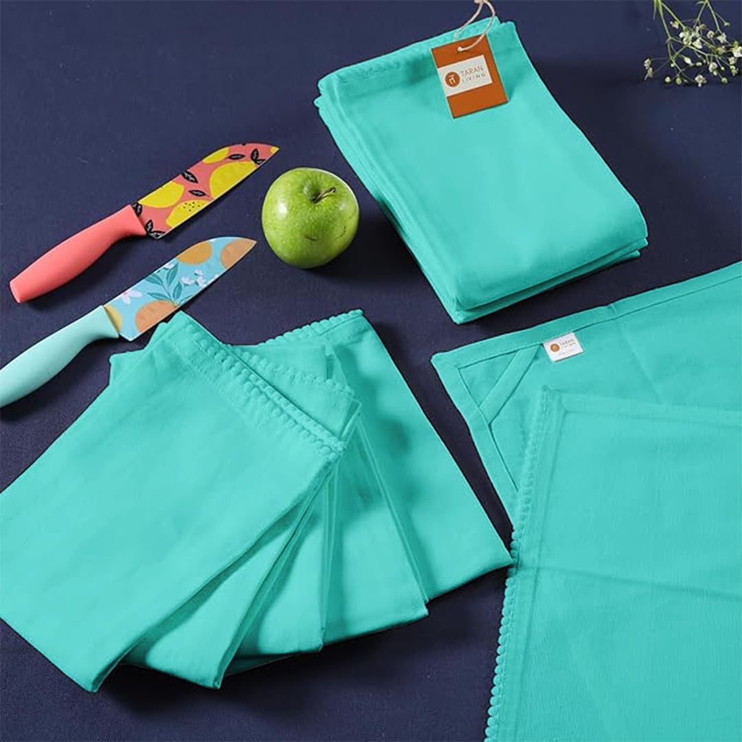 Taran Living Teal Solid 18"x28" Pack of 6 Cotton Kitchen Towels