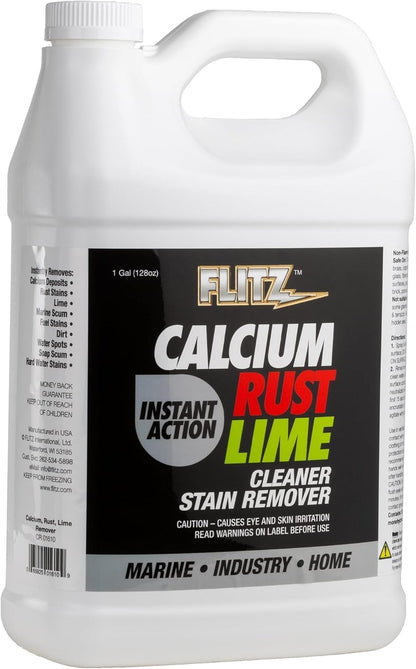 Flitz Calcium, Rust, & Lime Remover - 1 Gallon Bottle of USA-Made Limescale Remover for Toilets, Showers, and More - Powerful Spray that Instantly Eliminates Tarnish, Grease, and Other Grime (1 Pack)