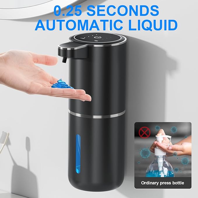 Automatic Soap Dispenser Touchless, Hand Soap Dispenser 13oz/380ml, Liquid Touchless Soap Dispensers with 4-Level, Wall Mounted or Countertop for Bathroom & Kitchen