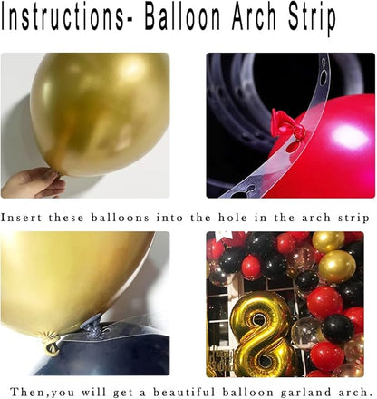 Red Black Gold Balloon Garland Arch Kit - Red Black Balloons Red and Metallic Gold Balloons for Casino Poker Birthday Bachelorette 2025 Graduation Wedding Party Decorations