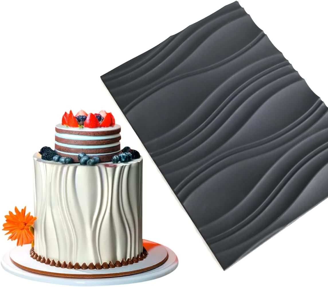 mostsom Silicone Fondant Mold Wave Pattern Embossing Mat for Cake Decorating DIY Clay, Jewelry, Pastry, Candy Making