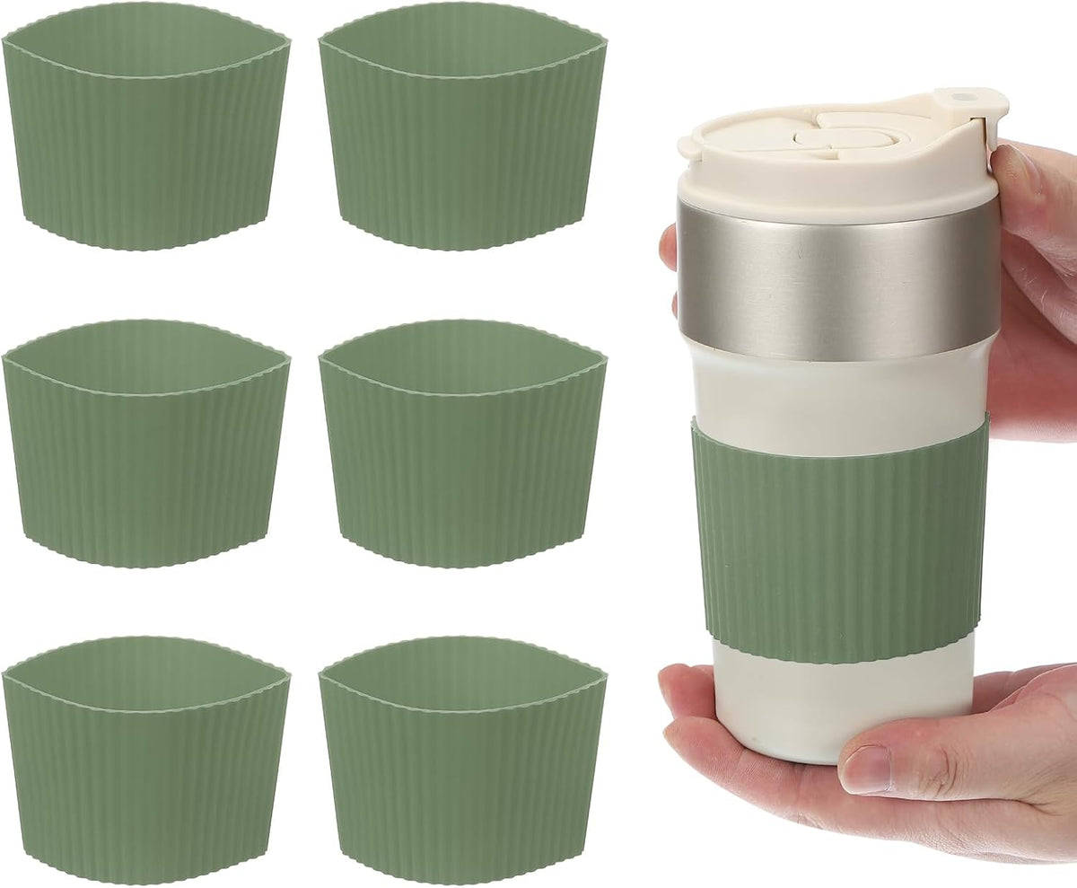 uxcell 6Pack Coffee Cup Sleeves, Reusable Silicone Heat Resistant Cup Protective Sleeve Nonslip Mug Protector Cover for Home Travel Coffee Mug