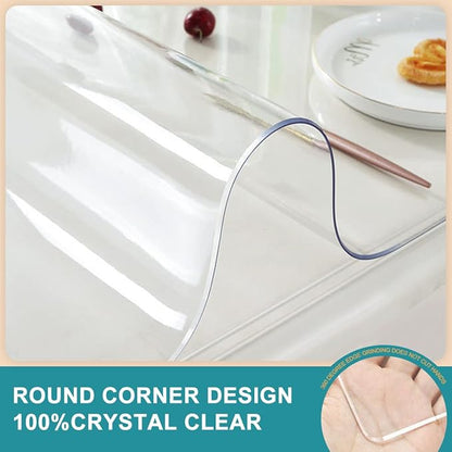 Large Crystal PVC Table Cover Protector Waterproof Clear Plastic Tablecloth Vinyl Desk Pad Mat for Long Wedding Buffet Meeting Dining Table Outside Table Anti-Scratch 40x108" Trim for 106" 104" 102"