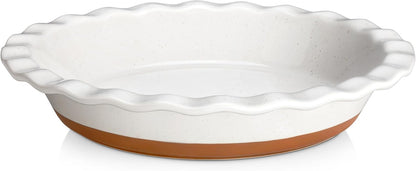 MALACASA Ceramic Pie Pan for Baking - 9 inch Pie Plate, Quiche Baking Dish