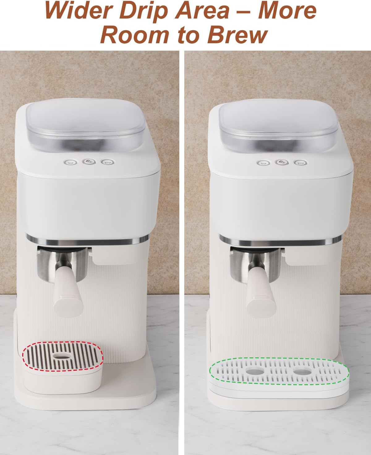 Drip Tray Lower & Extension for Philips Baristina Espresso Coffee Machine, Lower & Wider Base for Oversized Cups, PETG Material, Easy Clean