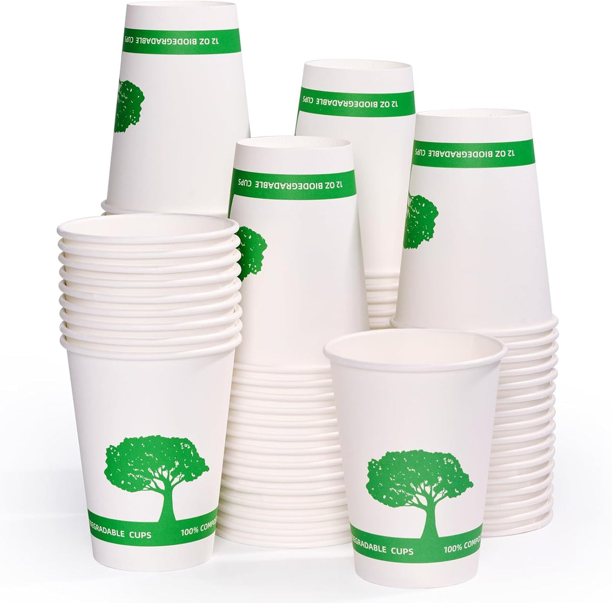 Vplus 270 Pack Compostable Paper Cups, 12 oz Biodegradable Disposable Paper Coffee Cups, Eco-friendly Hot Drinking Cups for Party, Picnic,Travel