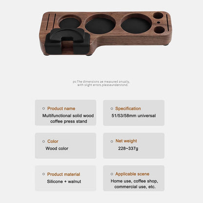 Joyeee Wooden Espresso Tamping Station, Portafilter Tamping Stand Espresso Coffee Organizer Box Fit for Storage 51, 53, 58MM Espresso Tamper Mat Portafilter Holder, (Accessories not included)