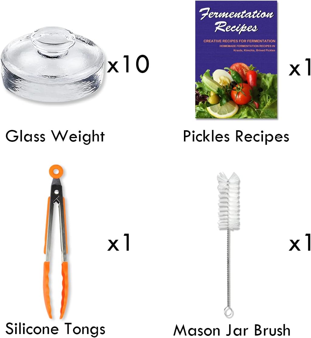 Artcome 10-Pack Glass Fermentation Weights with Easy Grip Handle and Unique Texture Design for Large Wide Mouth Mason Jars