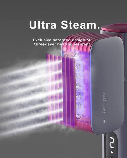 nesugar G2 Pro Smart Handheld Steamer for Clothes – Global Voltage Adaptation, Palm-Sized & Lightweight (0.8lb), Dual Steam Modes, Easy Wrinkle Remover, Auto Shut-Off, for Travel & Home (100-240V)